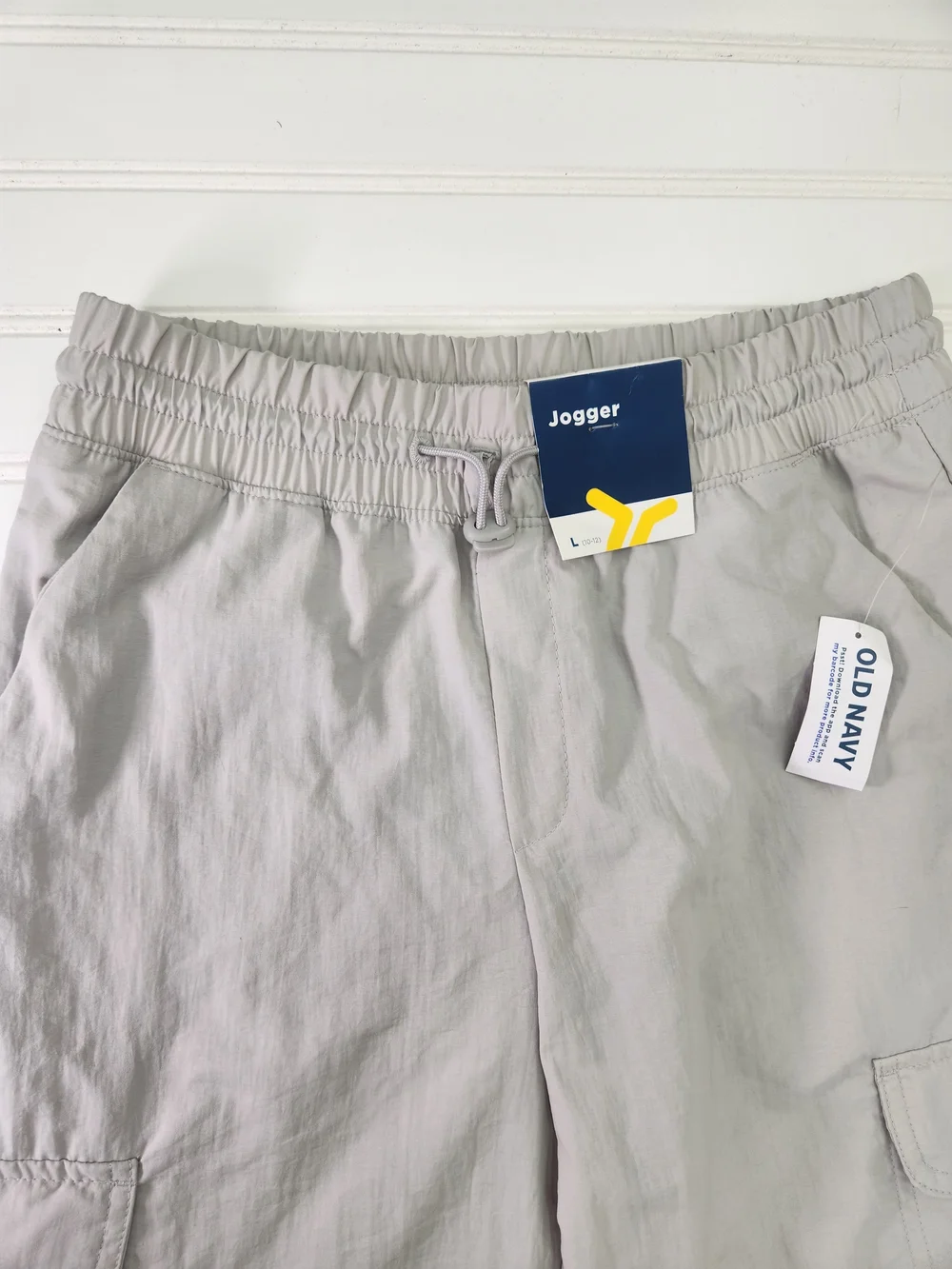 High- Waisted Loose Cargo Light Gray Jogger Pants for Girls Size L 10/12